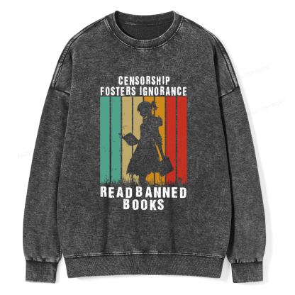 Pagewings Banned Books Vintage T-Shirt Unisex Washed Sweatshirt