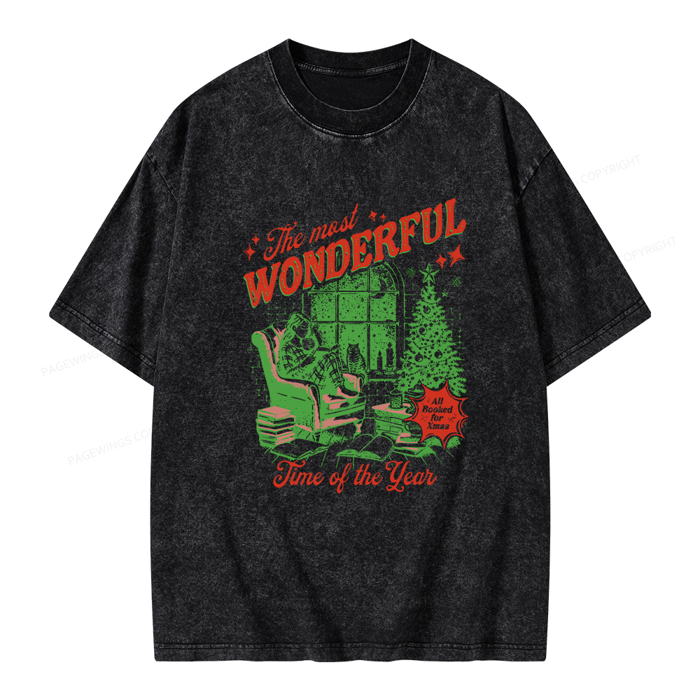 Pagewings All Booked for Christmas Unisex Washed T-shirt