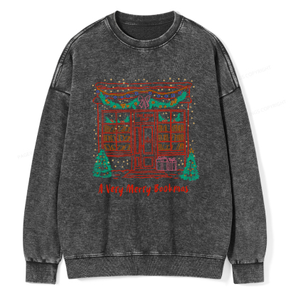 Pagewings Christmas Book Lover Unisex Washed Sweatshirt