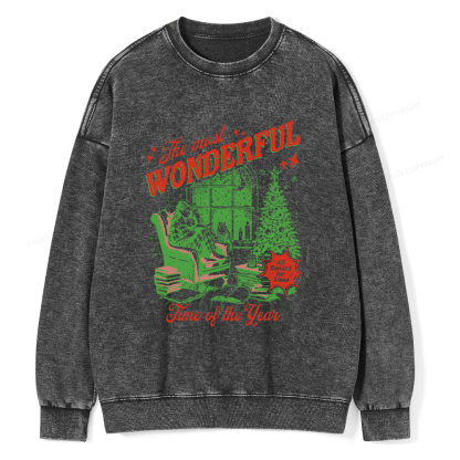 Pagewings All Booked for Christmas Unisex Washed Sweatshirt