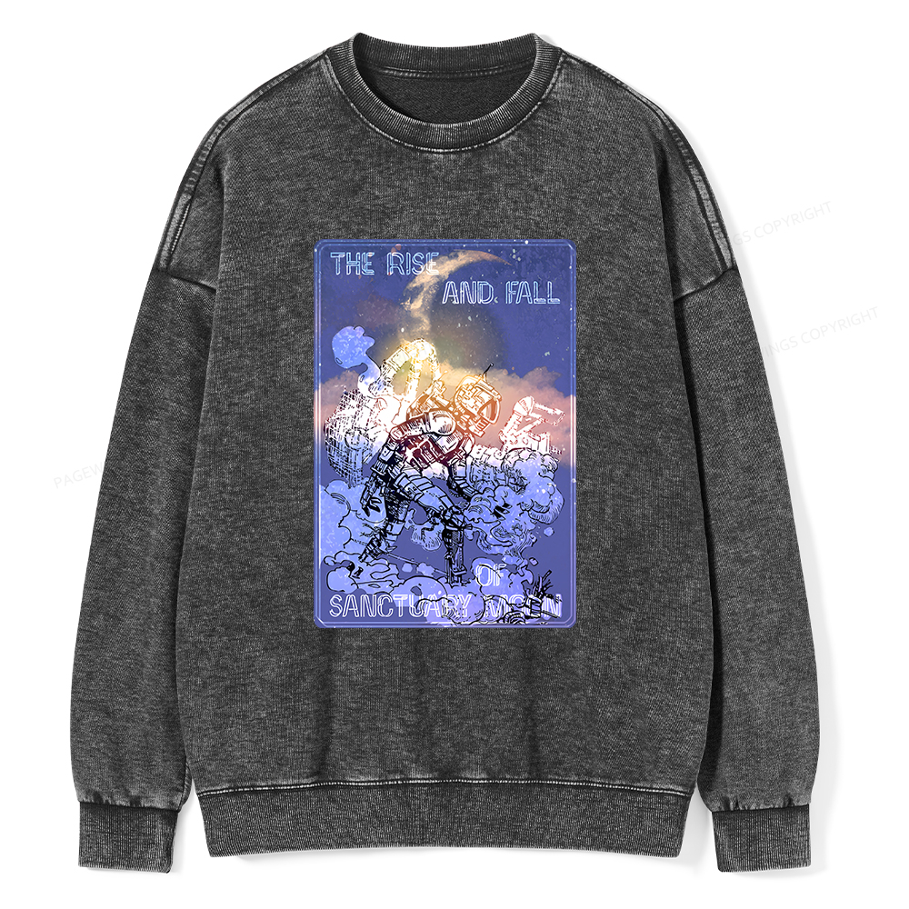 Pagewings The Rise And Fall of Sanctuary Moon Unisex Washed Sweatshirt