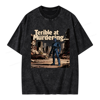 Pagewings Terible At Murdering... Great At Binging Unisex Washed T-shirt