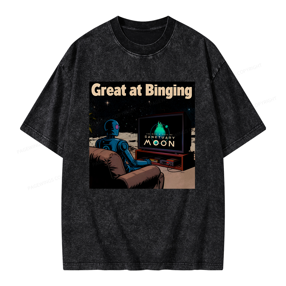 Pagewings Great At Binging Unisex Washed T-shirt