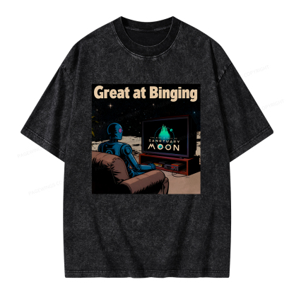 Pagewings Great At Binging Unisex Washed T-shirt