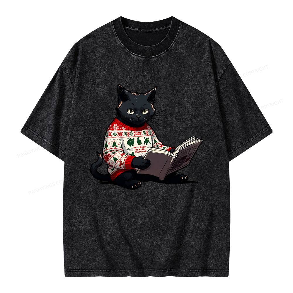 Pagewings Just a Cat Who Loves Reading Unisex Washed T-shirt