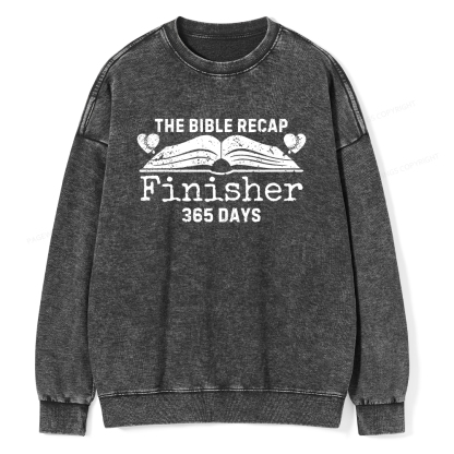 Pagewings  The Bible Recap Finisher 365 Days Unisex Washed Sweatshirt