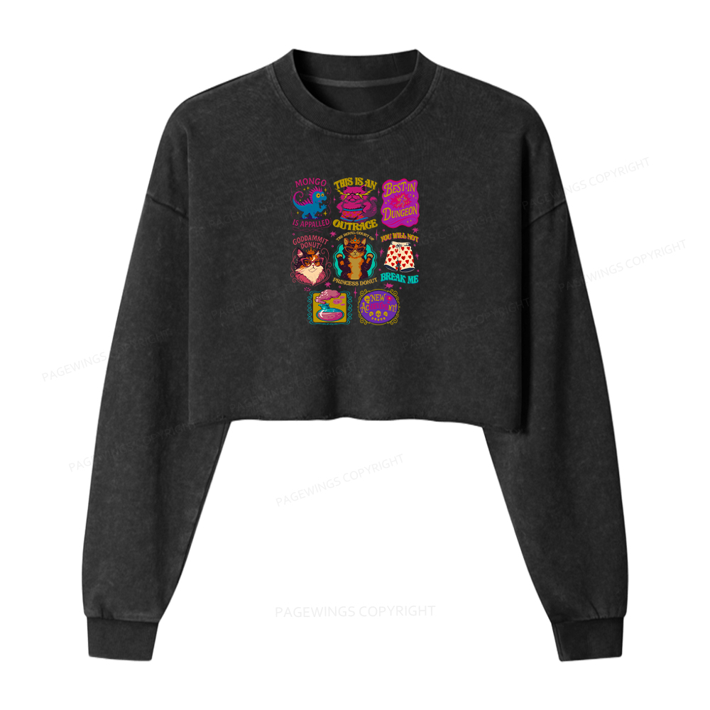 Pagewings This Is An Outrage Women Washed Crop Sweatshirt