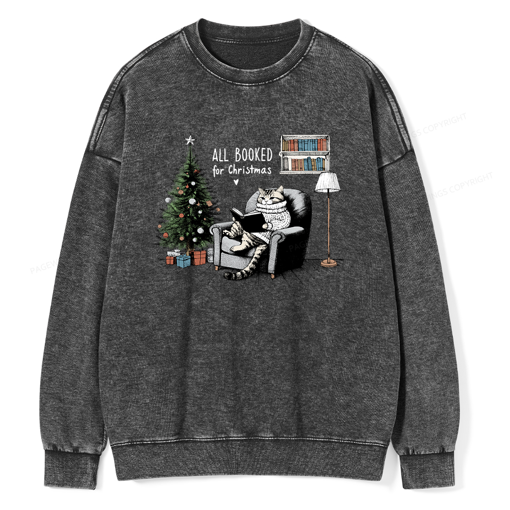 Pagewings All Booked for Christmas Unisex Washed Sweatshirt