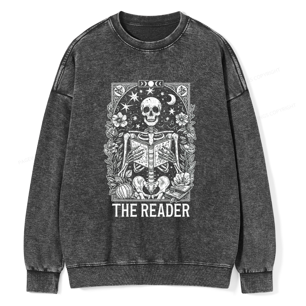 Pagewings The Reader Tarot Card Shirt Unisex Washed Sweatshirt