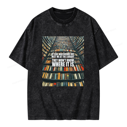 Pagewings Meet Me At The Library Unisex Washed T-shirt