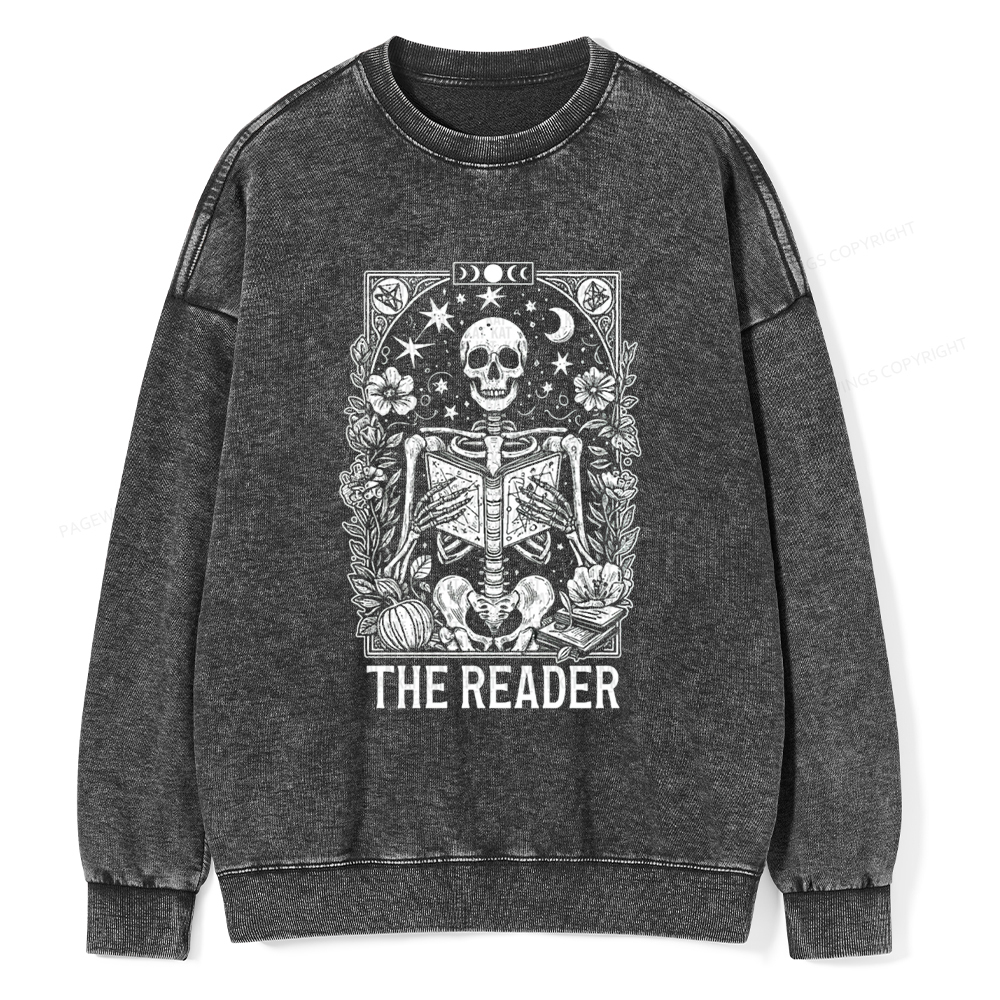 Pagewings The Reader Tarot Card Shirt Unisex Washed Sweatshirt