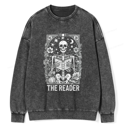 Pagewings The Reader Tarot Card Shirt Unisex Washed Sweatshirt