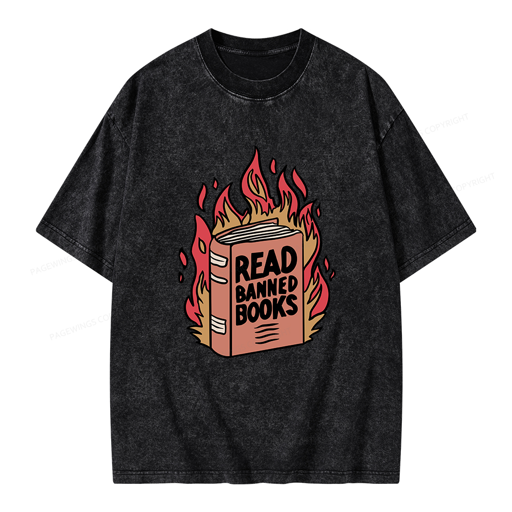 Pagewings Read Banned Books Shirt Unisex Washed T-shirt