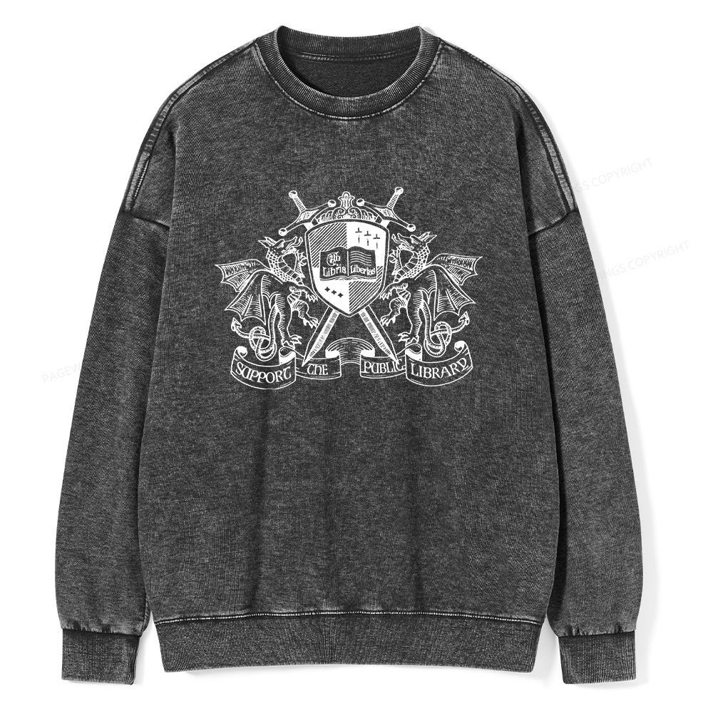 Pagewings Support The Public Library Unisex Washed Sweatshirt