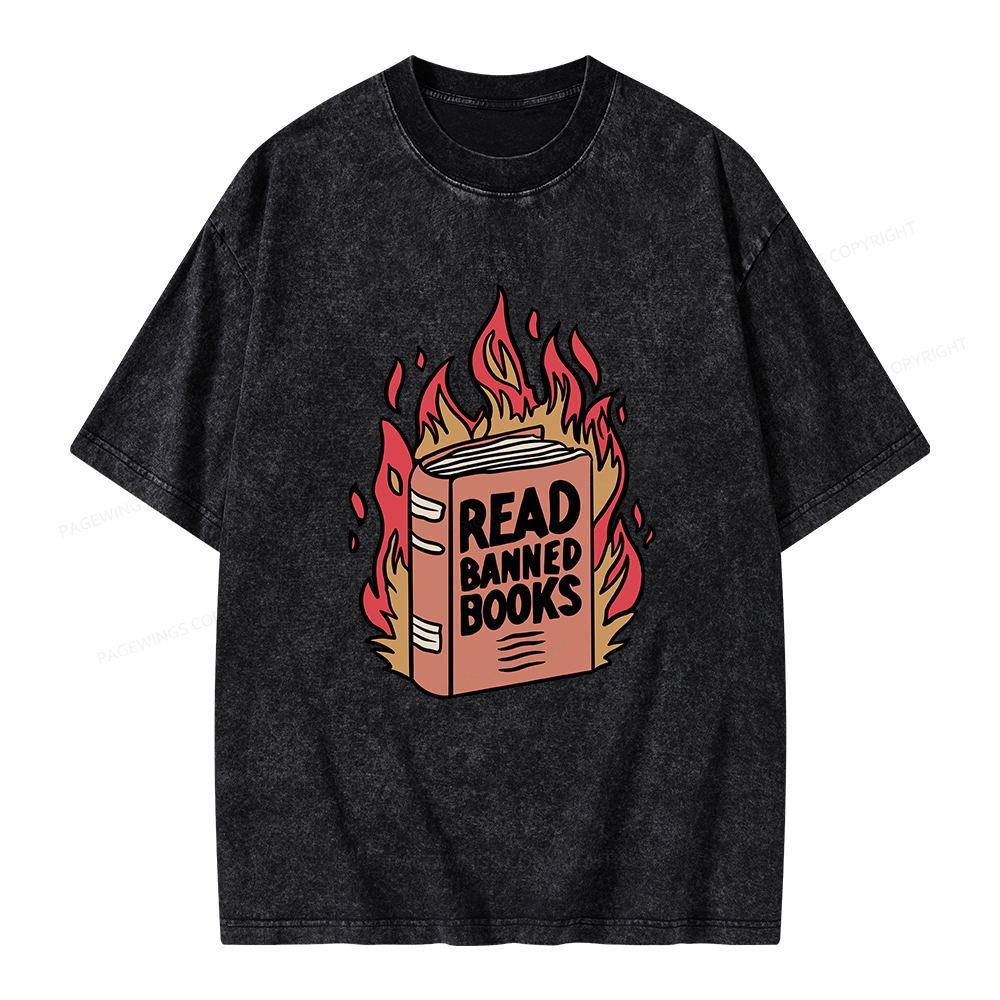 Pagewings Read Banned Books Shirt Unisex Washed T-shirt