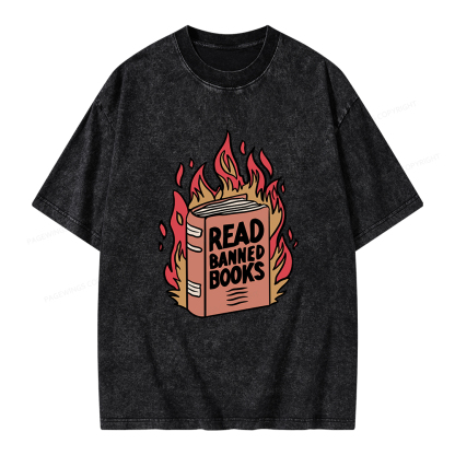 Pagewings Read Banned Books Shirt Unisex Washed T-shirt