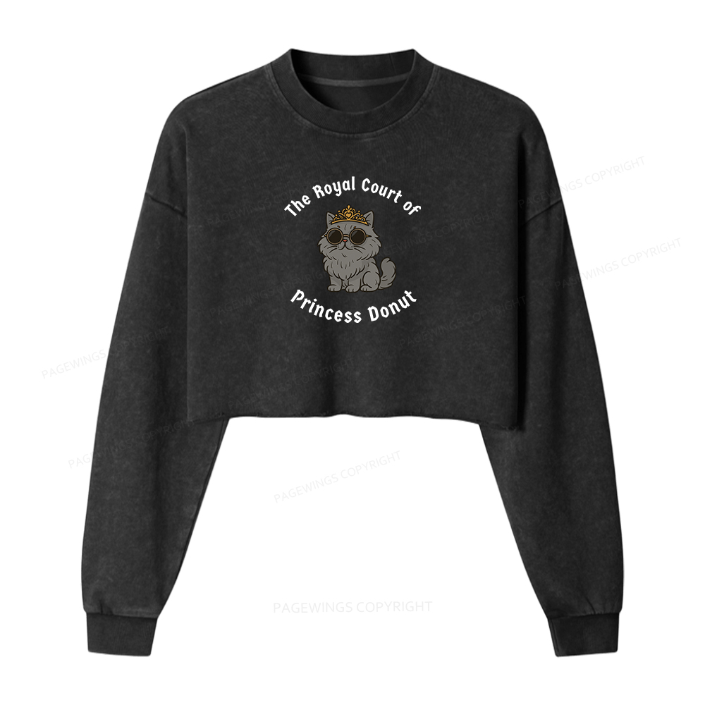 Pagewings The Royal Court Women Washed Crop Sweatshirt
