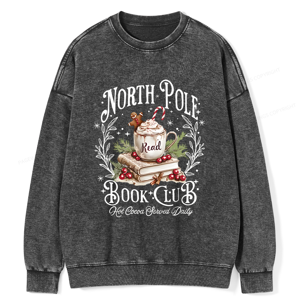 Pagewings Funny North Pole Book Club Unisex Washed Sweatshirt