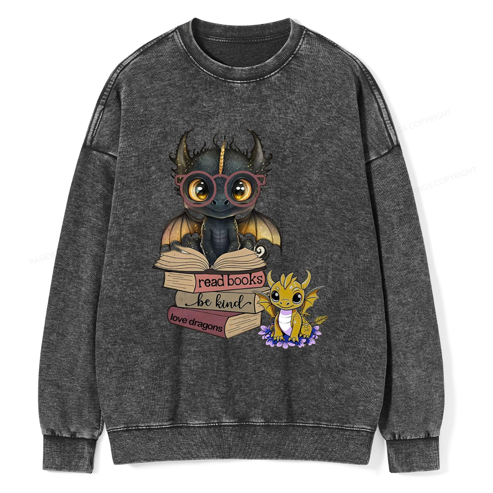 Pagewings Cute Tairn And Andarna Fourth Wing Unisex Washed Sweatshirt