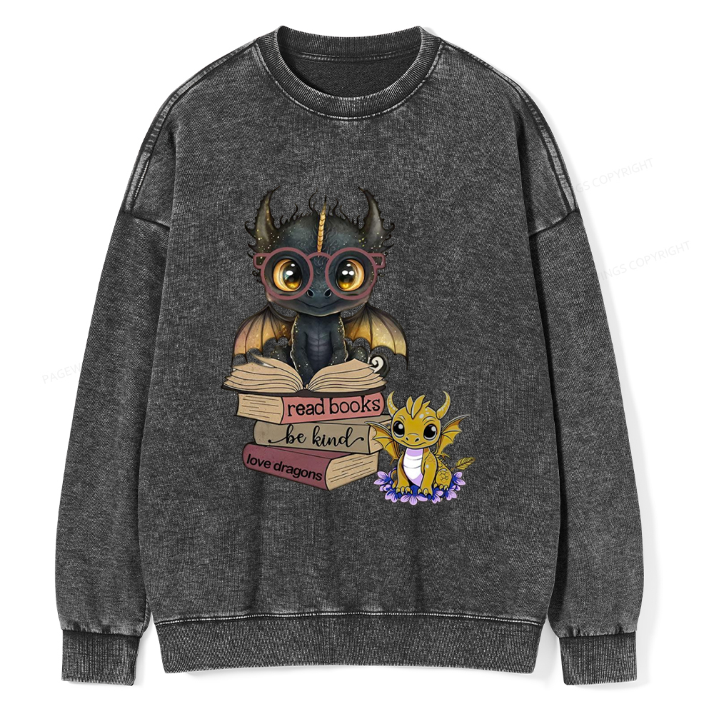 Pagewings Cute Tairn And Andarna Fourth Wing Unisex Washed Sweatshirt