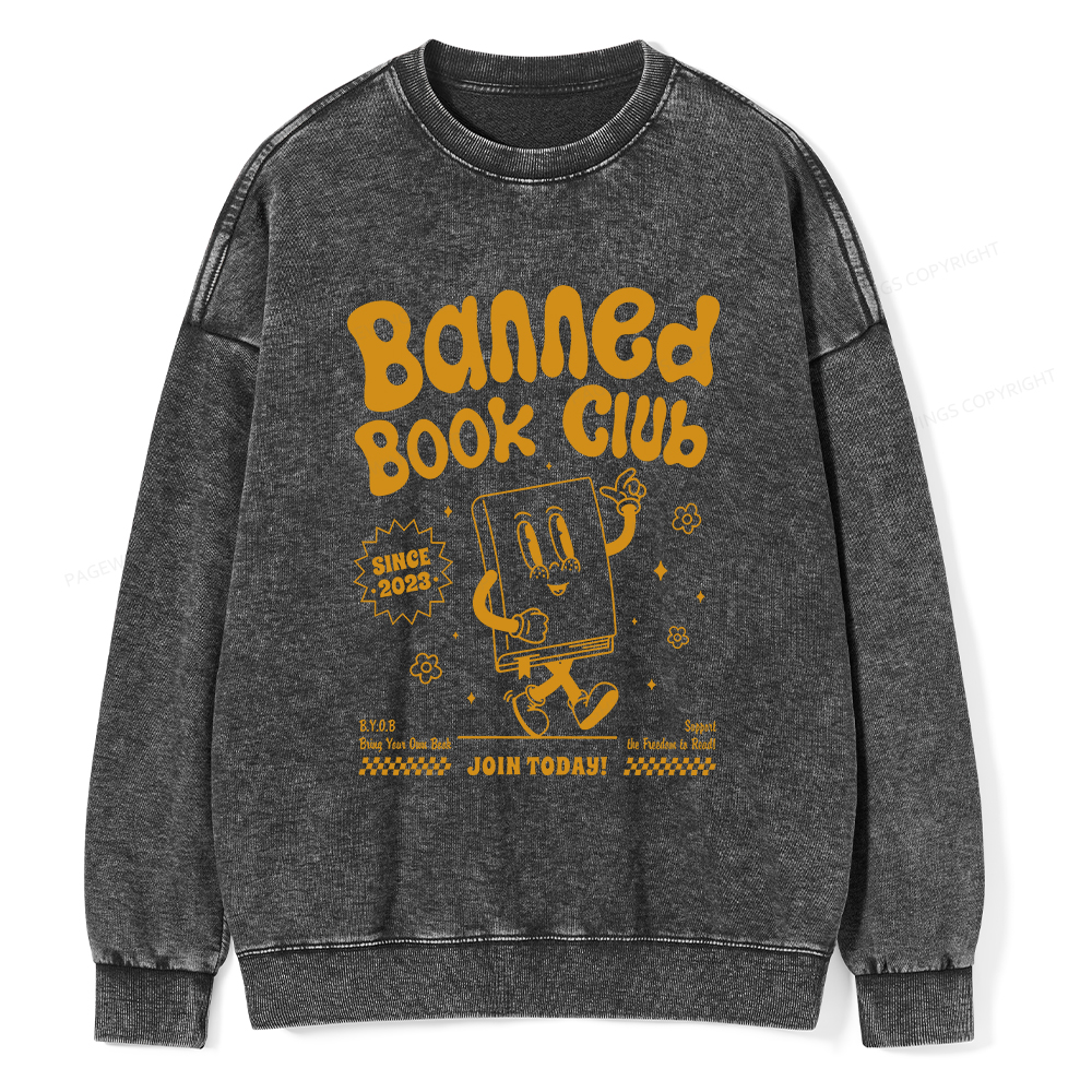 Pagewings Banned Book Club Unisex Washed Sweatshirt