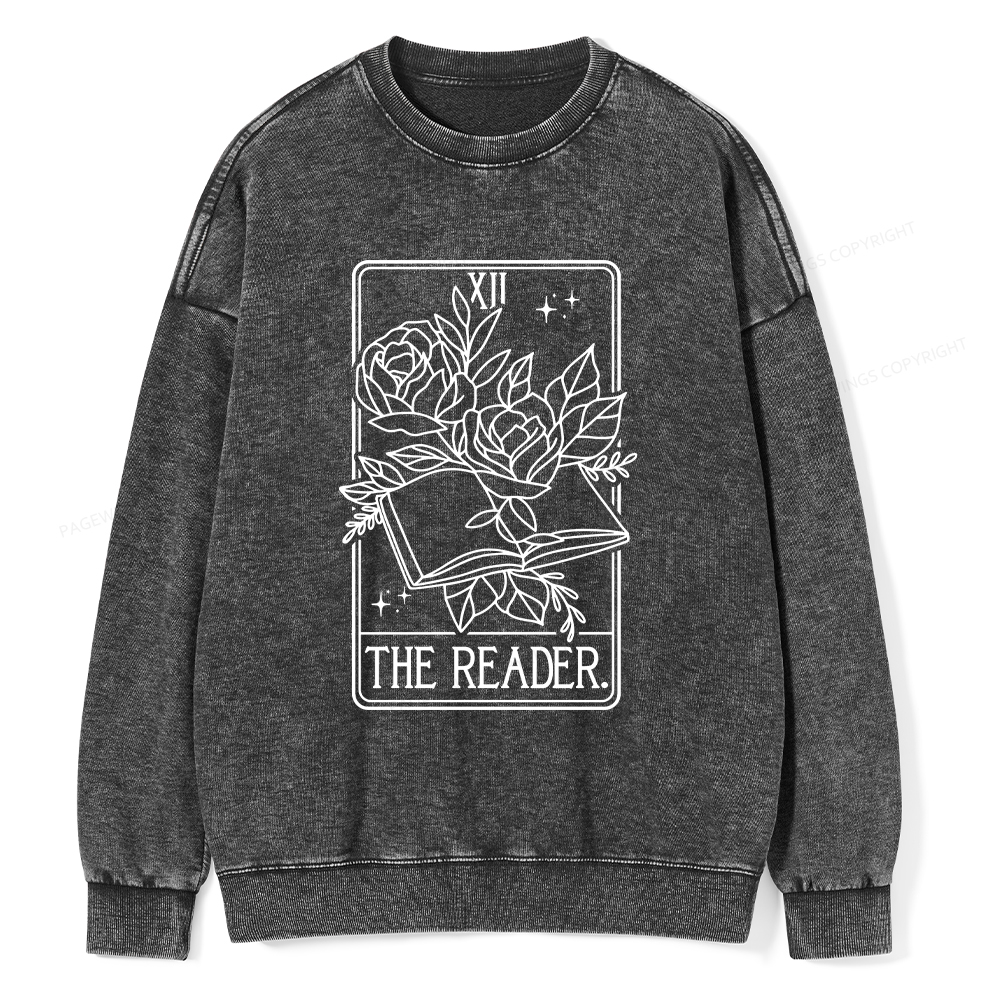 Pagewings The Reader Tarot Card Unisex Washed Sweatshirt