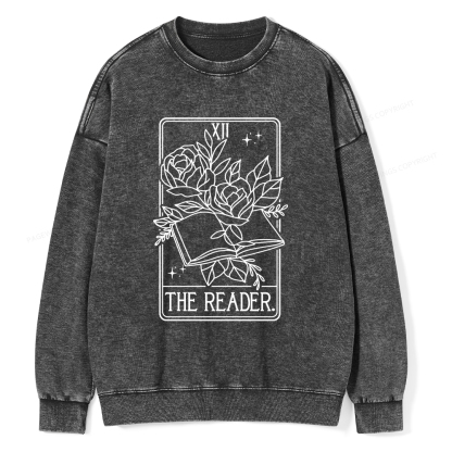 Pagewings The Reader Tarot Card Unisex Washed Sweatshirt