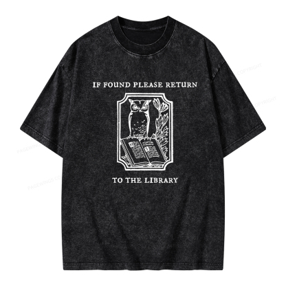 Pagewings Librarian Gift Owl Book Shirt Unisex Washed T-shirt