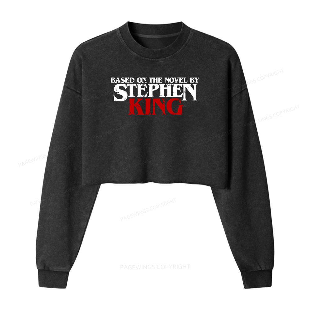 Pagewings Based on the novel by Stephen King Women Washed Crop Sweatshirt