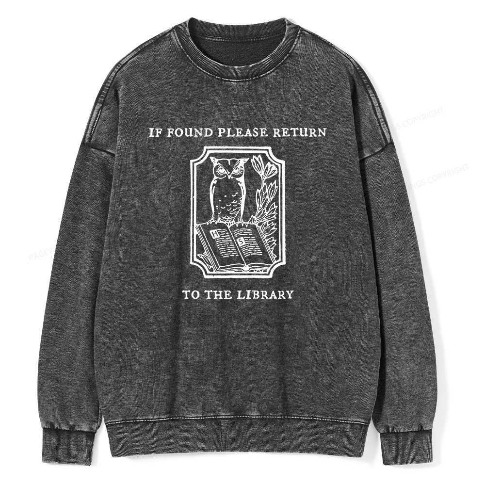Pagewings Librarian Gift Owl Book Shirt Unisex Washed Sweatshirt