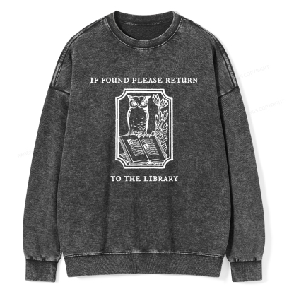 Pagewings Librarian Gift Owl Book Shirt Unisex Washed Sweatshirt