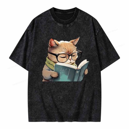 Pagewings Animals Reading Books Unisex Washed T-shirt