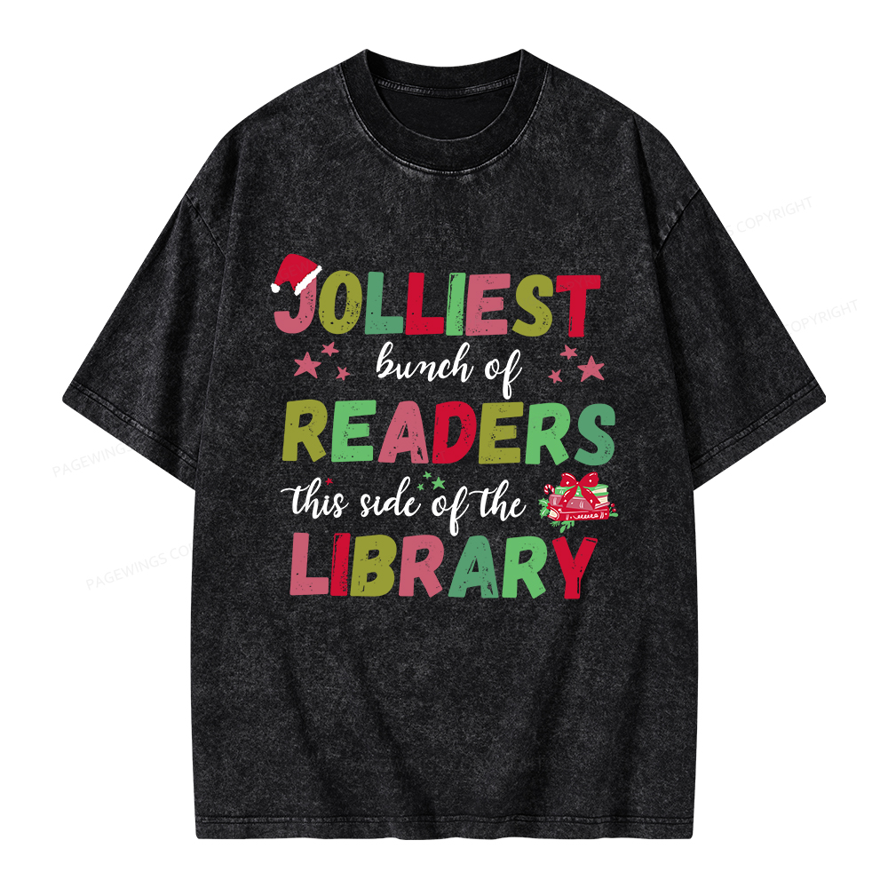 Pagewings Jolliest Bunch Of Readers This Side Of The Library Unisex Washed T-shirt