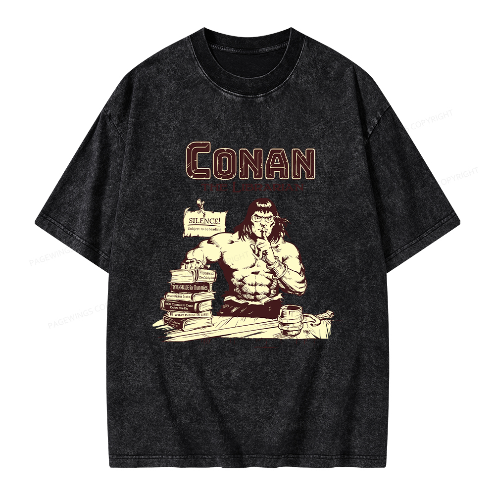 Pagewings Conan the Librarian Unisex Washed T-shirt