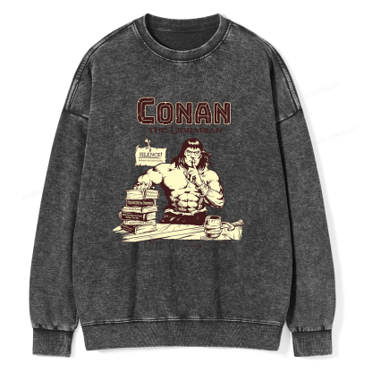 Pagewings Conan the Librarian Unisex Washed Sweatshirt