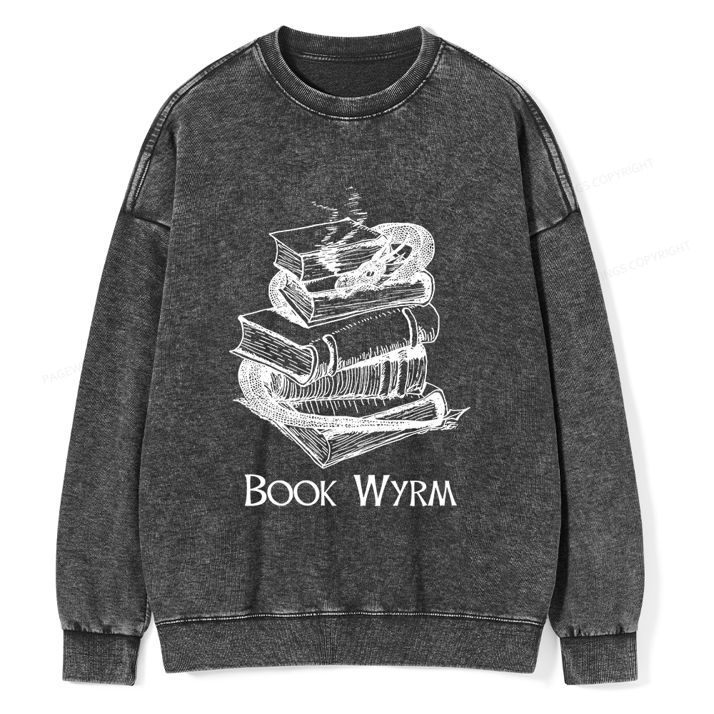 Pagewings Book Wyrm Unisex Washed Sweatshirt