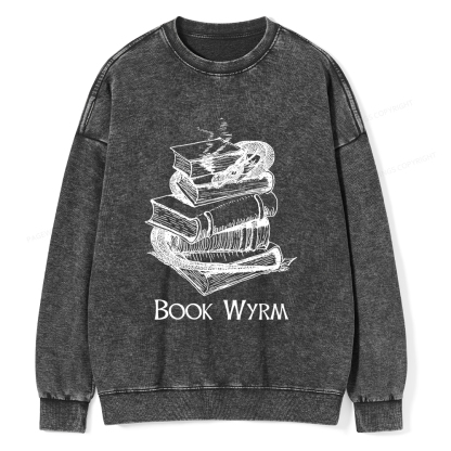 Pagewings Book Wyrm Unisex Washed Sweatshirt