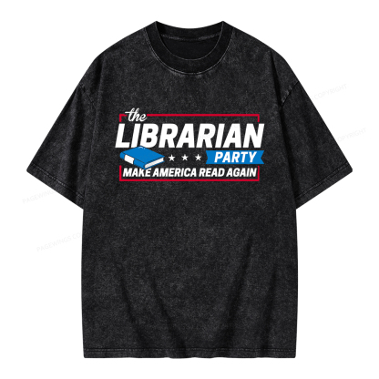 Pagewings The Librarian Party Unisex Washed T-shirt
