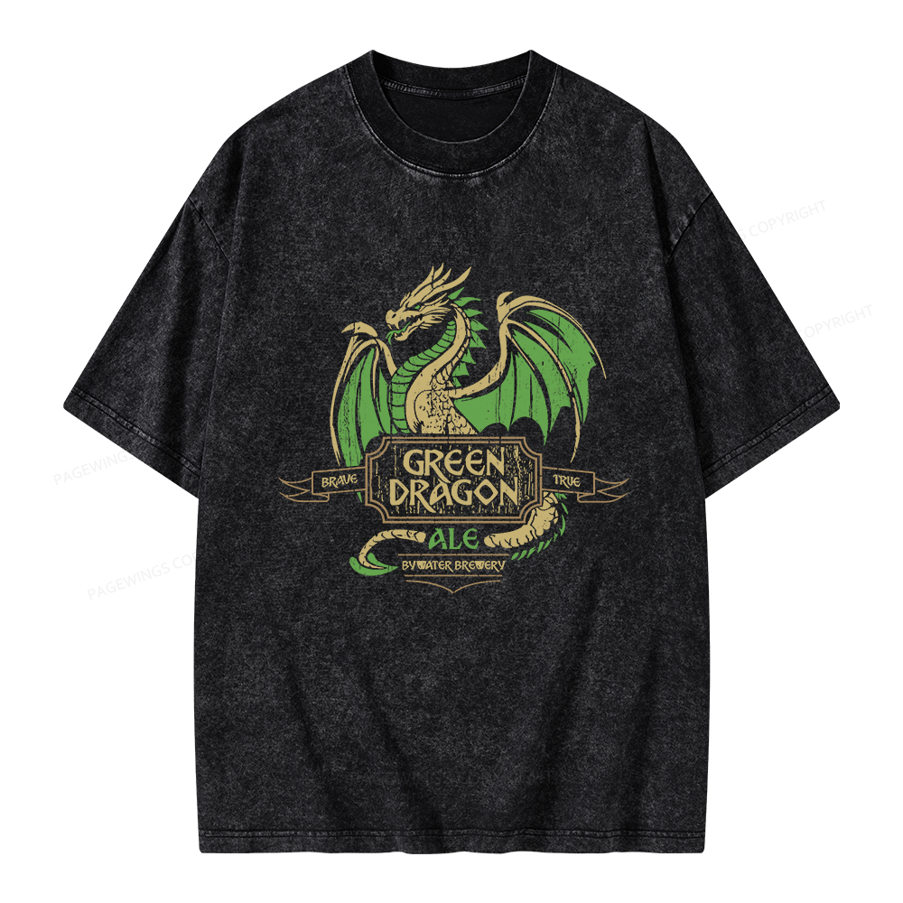 Pagewings Green Dragon Ale Unisex Washed T-shirt
