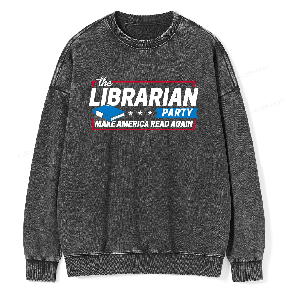 Pagewings The Librarian Party Unisex Washed Sweatshirt