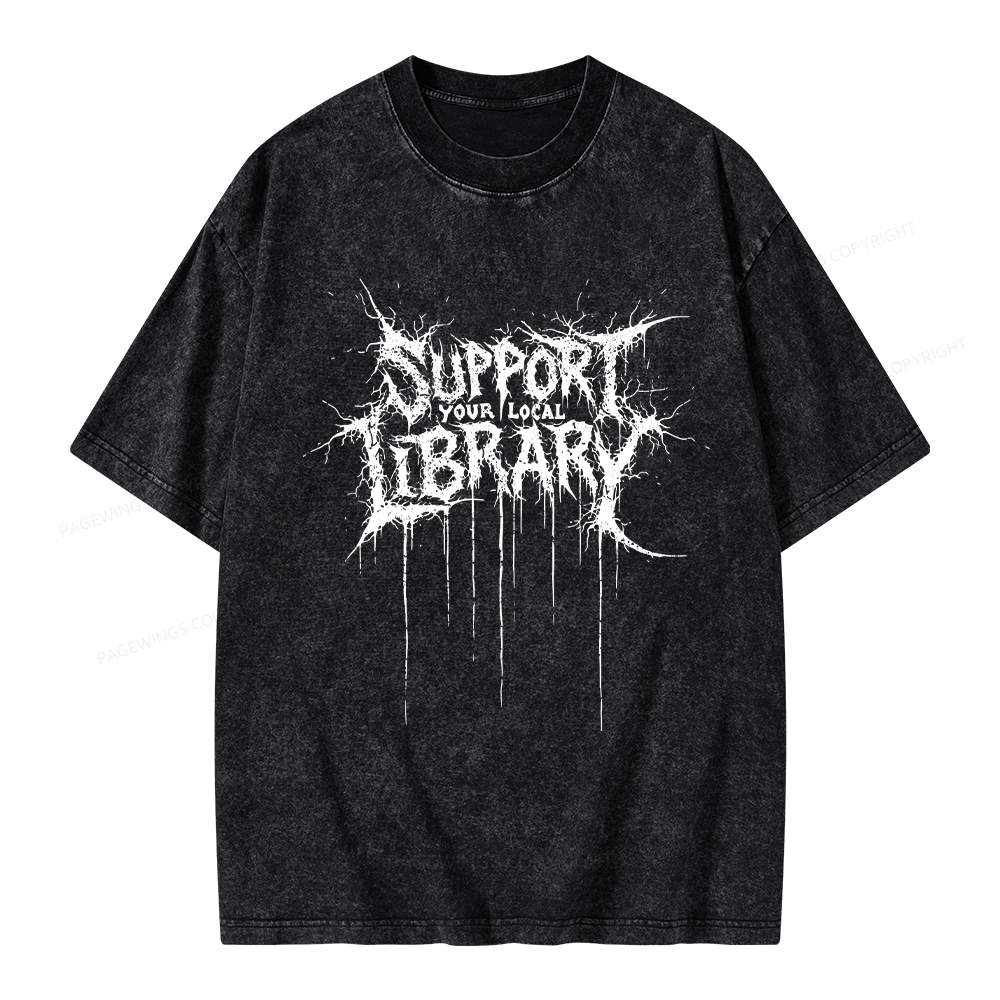 Pagewings Support Your Local Library Unisex Washed T-shirt