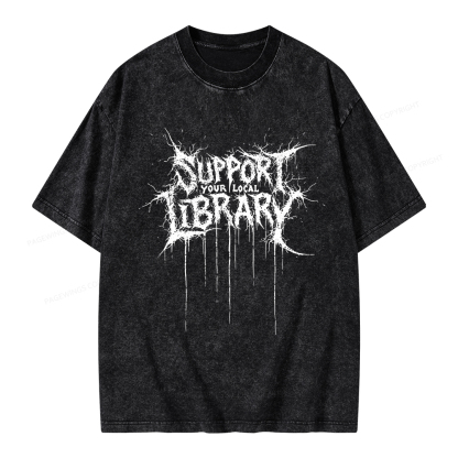 Pagewings Support Your Local Library Unisex Washed T-shirt