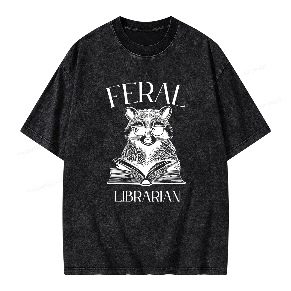 Pagewings Feral Librarian Unisex Washed T-shirt