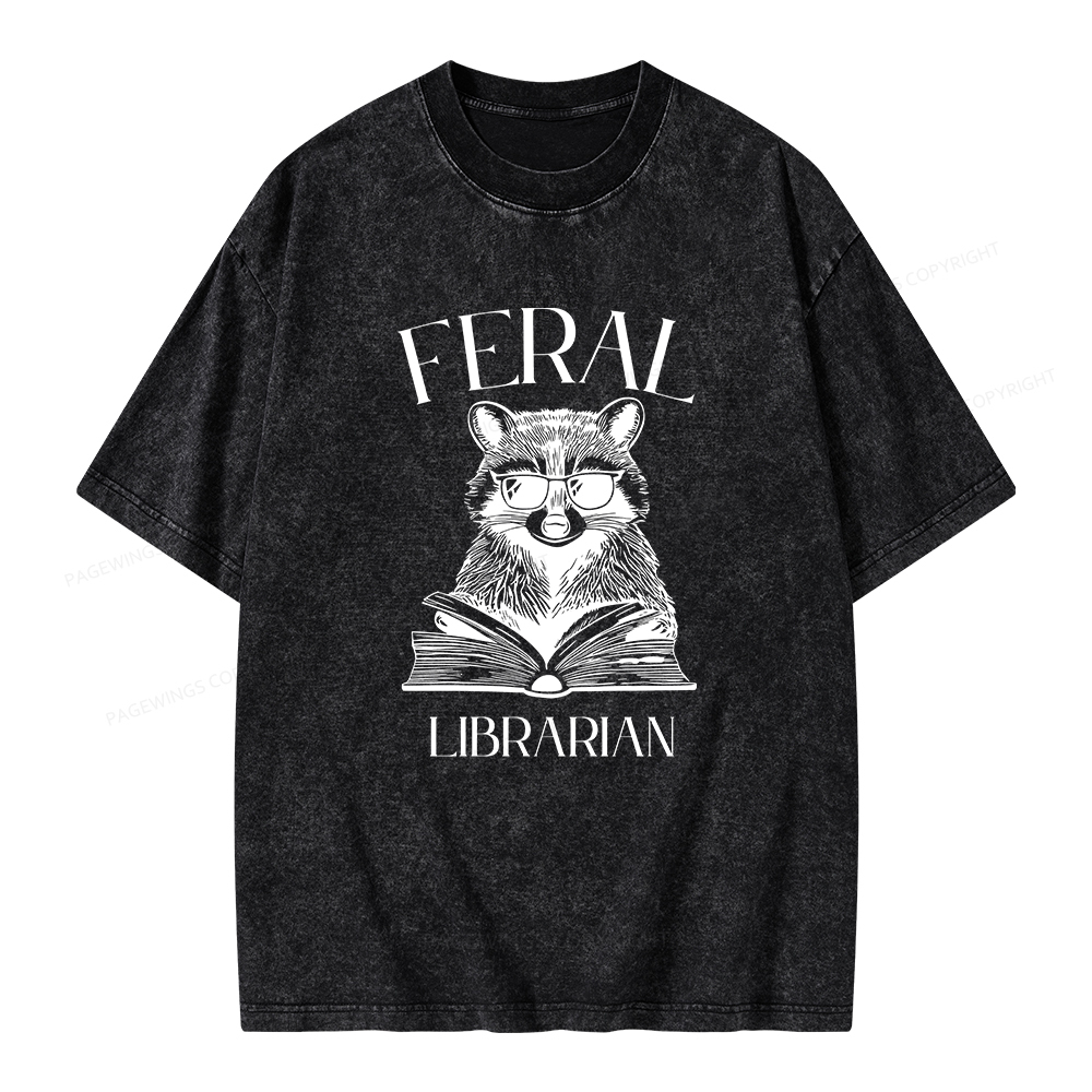 Pagewings Feral Librarian Unisex Washed T-shirt