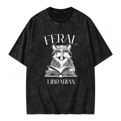 Pagewings Feral Librarian Unisex Washed T-shirt