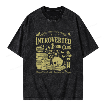 Pagewings Introverted Book Club Unisex Washed T-shirt