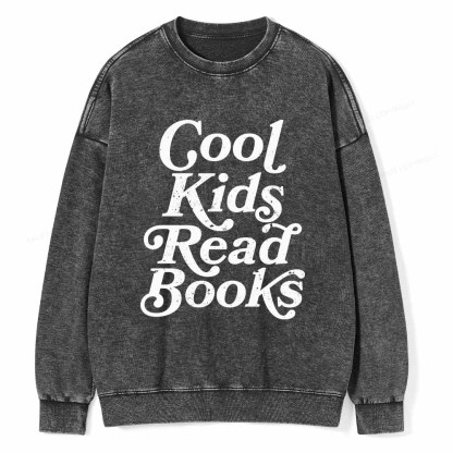Pagewings Cool Kids Read Books Unisex Washed Sweatshirt