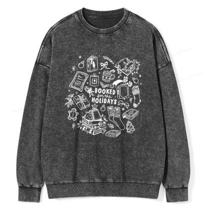Pagewings Booked For The Holidays Unisex Washed Sweatshirt