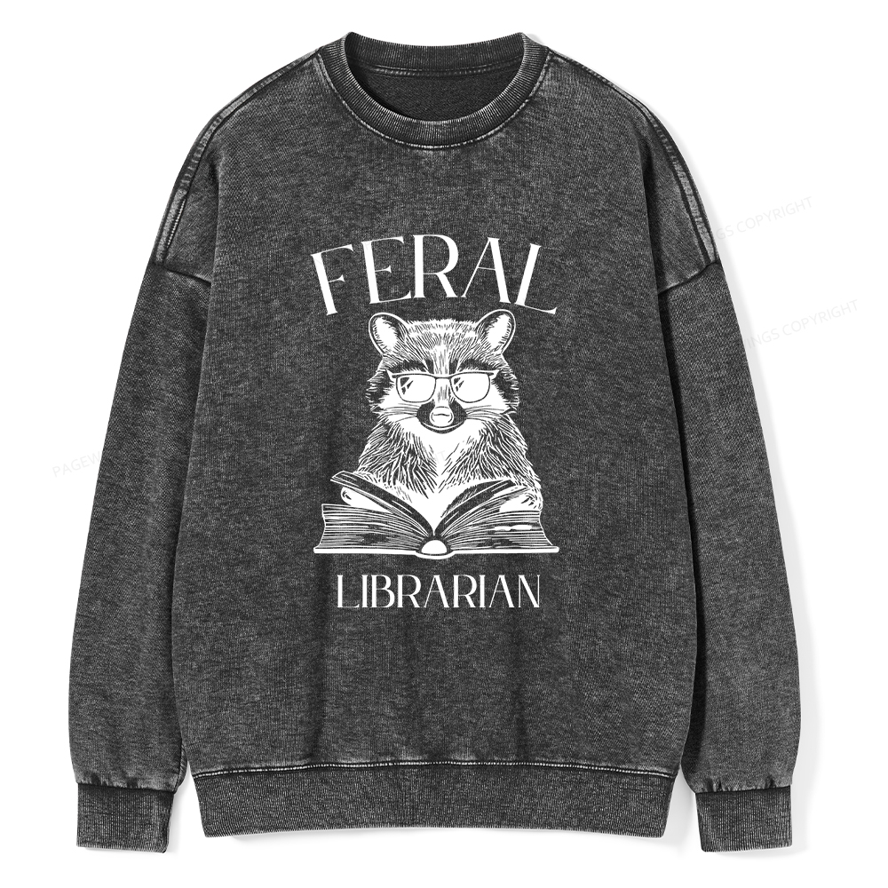 Pagewings Feral Librarian Unisex Washed Sweatshirt