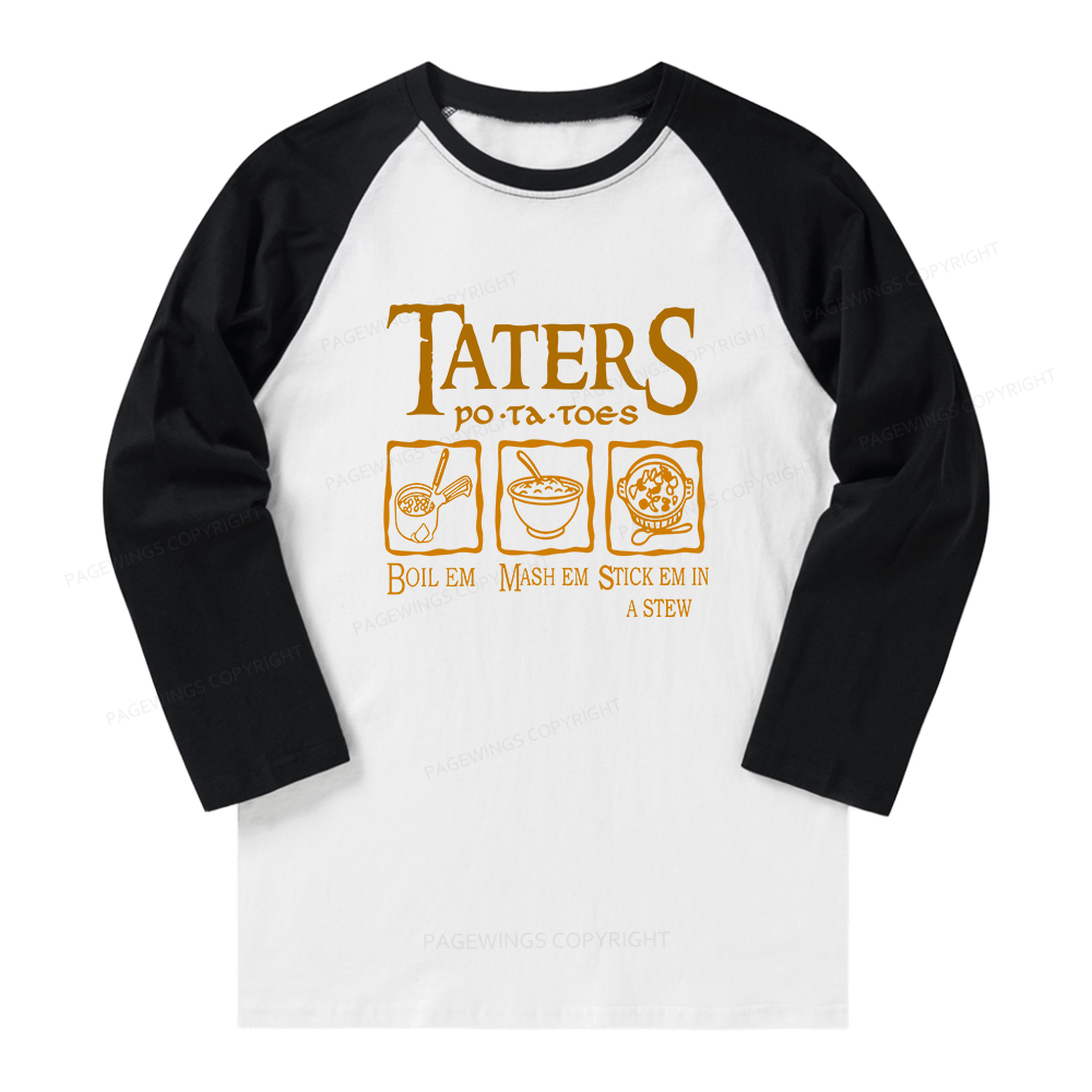 Pagewings Taters PoTaToes Long Sleeve Raglan T-shirt